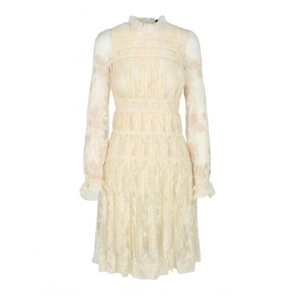 NEW BOTTEGA VENETA women's lace cotton dress in blondie
